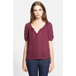 Joie Berkeley 100% Silk Burgundy Blouse. Size XS.